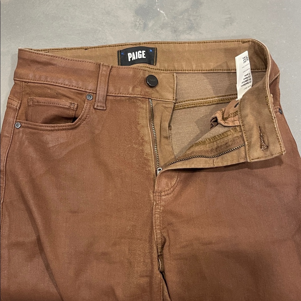 Paige Jeans Woman Leenah High Rise Wide Leg Denim Brown Pant Stretch Size 25 - Picture 3 of 9